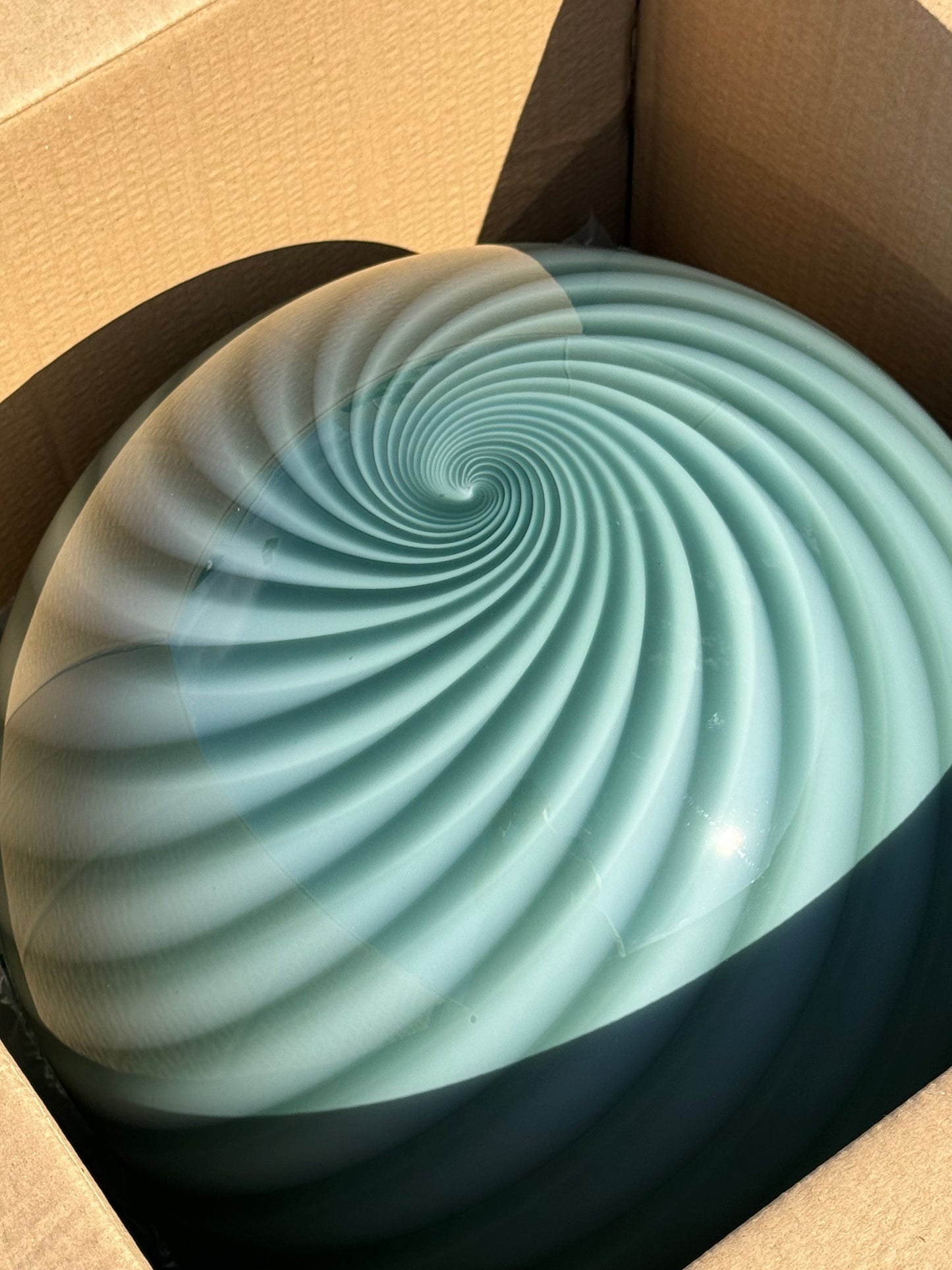 Stor Murano Candy pendel petrolium grøn swirl D:40 cm (2. sortering)