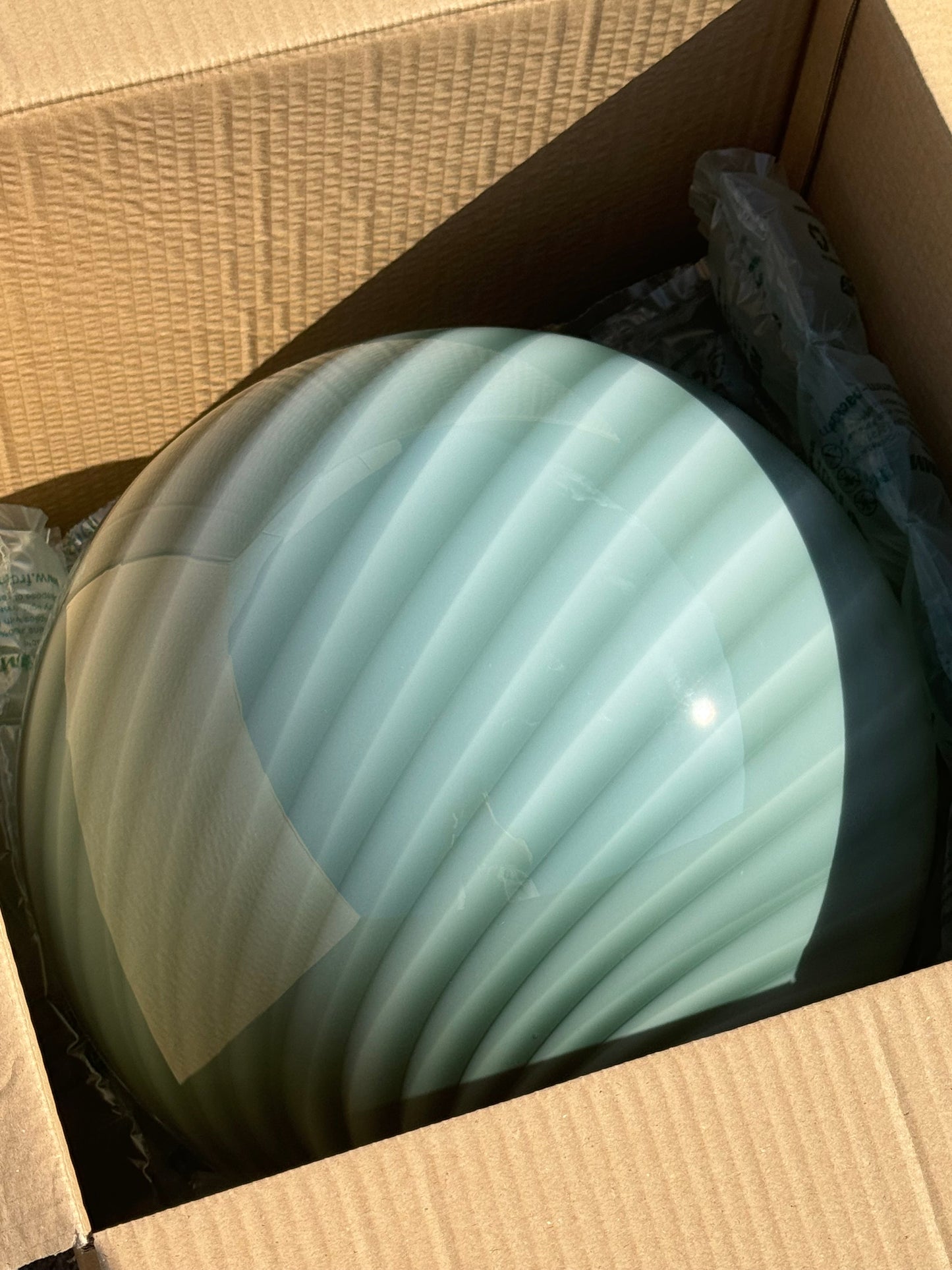 Stor Murano Candy pendel petrolium grøn swirl D:40 cm (2. sortering)