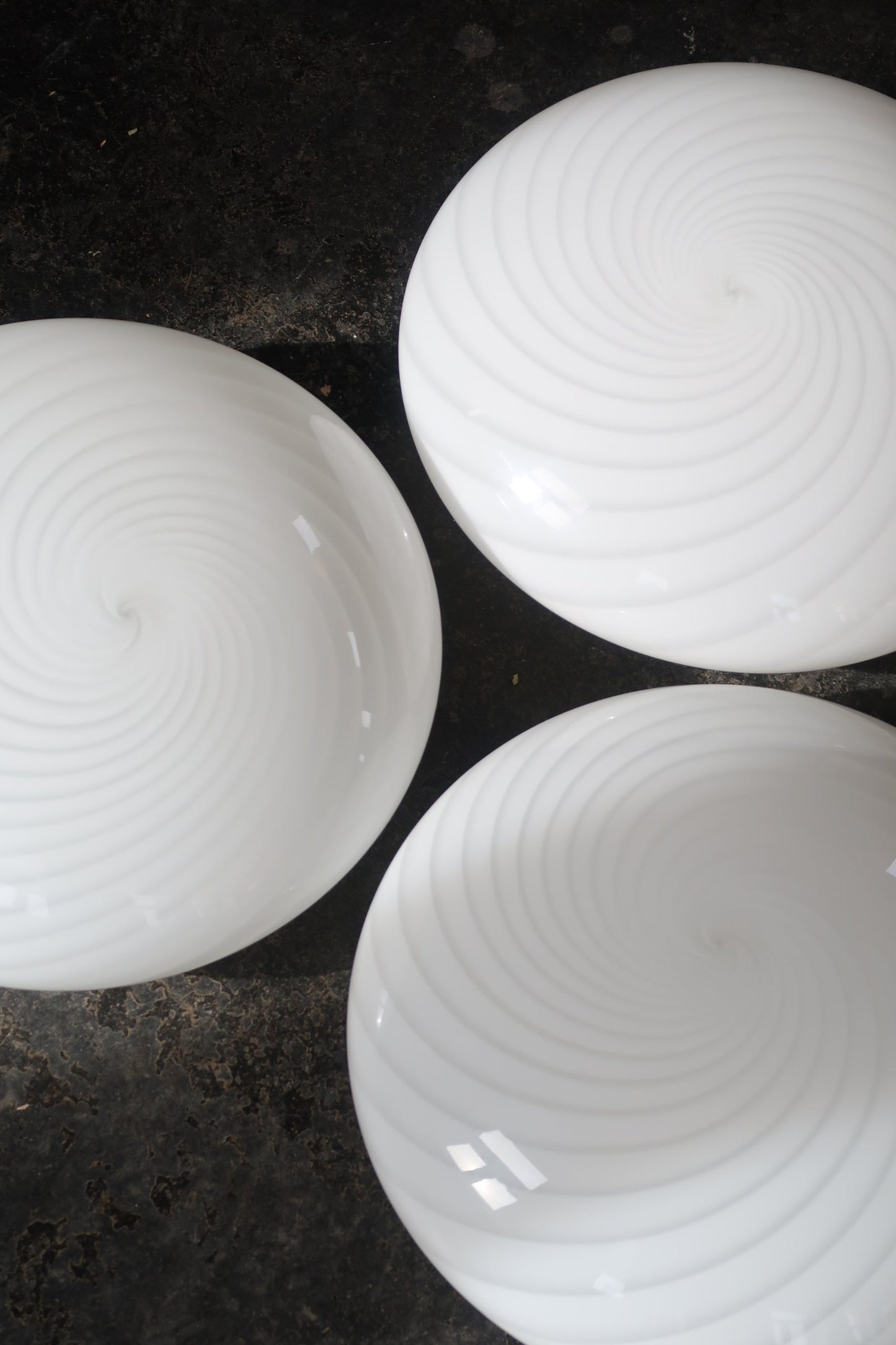 Vintage Murano hvid swirl plafond loftlampe / væglampe D:30 cm