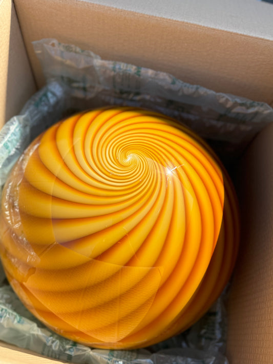 Stor Murano Candy pendel rav orange swirl D:40 cm (2. sortering)