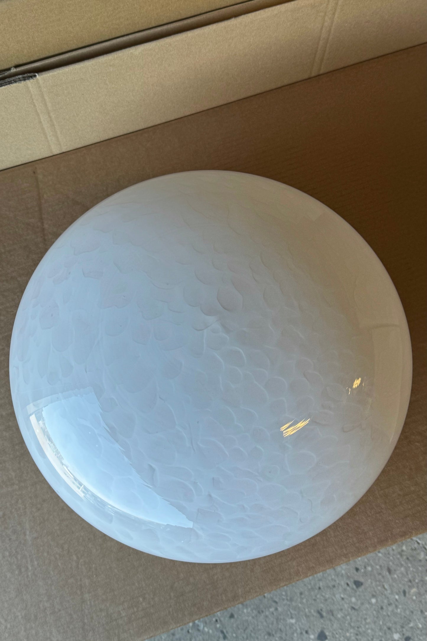 Vintage Murano hvid moon plafond loftlampe / væglampe D:38 cm