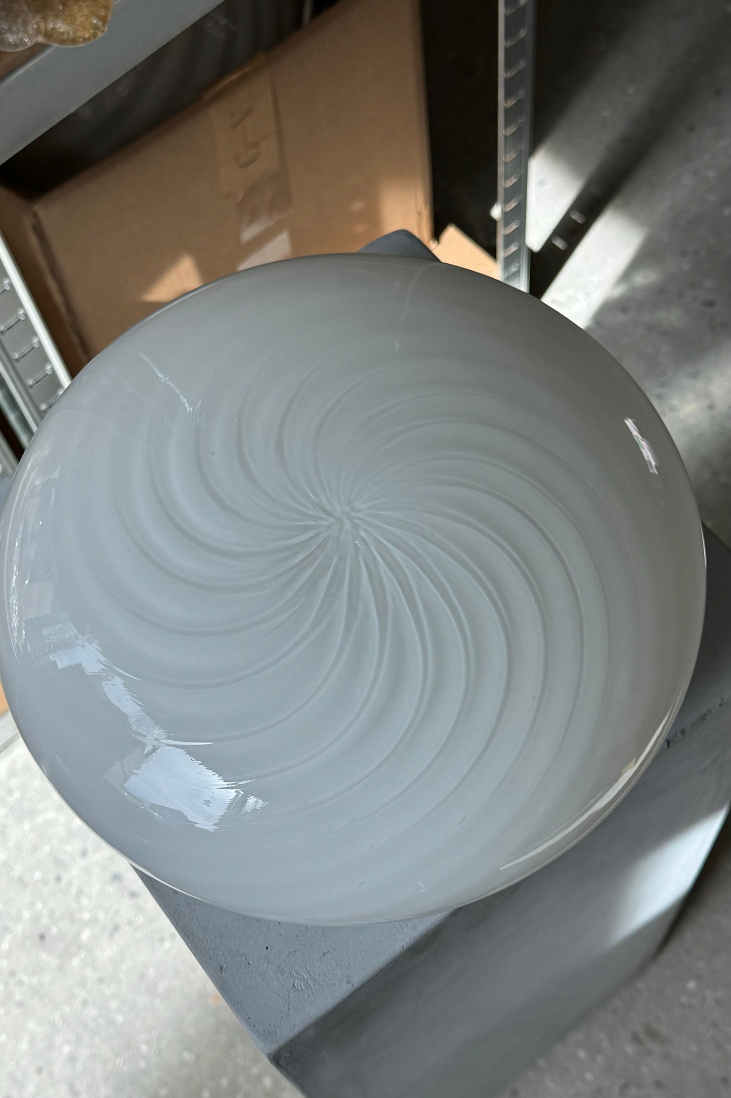 Vintage Murano hvid swirl plafond lampe D:26 cm