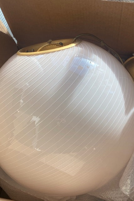 Vintage Murano creme hvid swirl pendel loftlampe D:45 cm