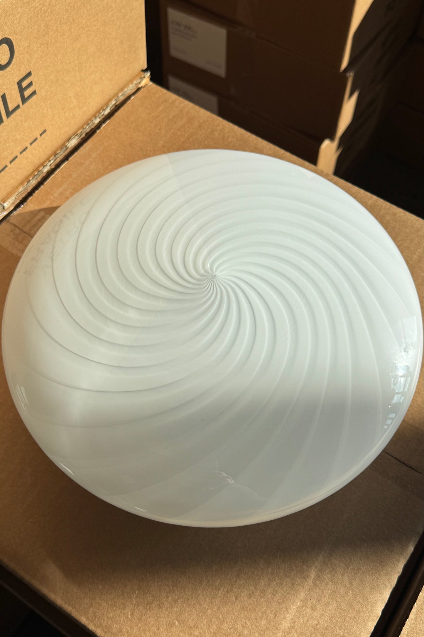 Murano Candy plafond hvid swirl D:30 cm