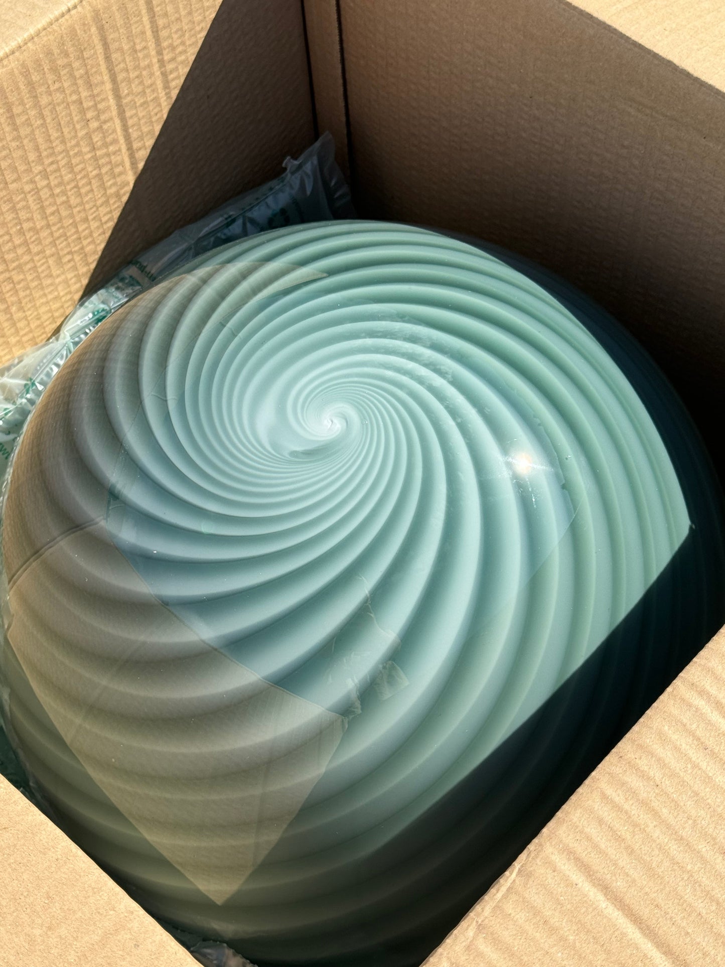 Stor Murano Candy pendel petrolium grøn swirl D:40 cm (2. sortering)