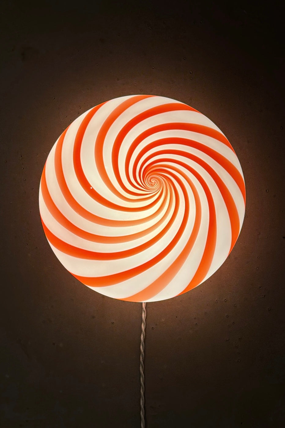 Murano Candy plafond rød/hvid swirl D:30 cm