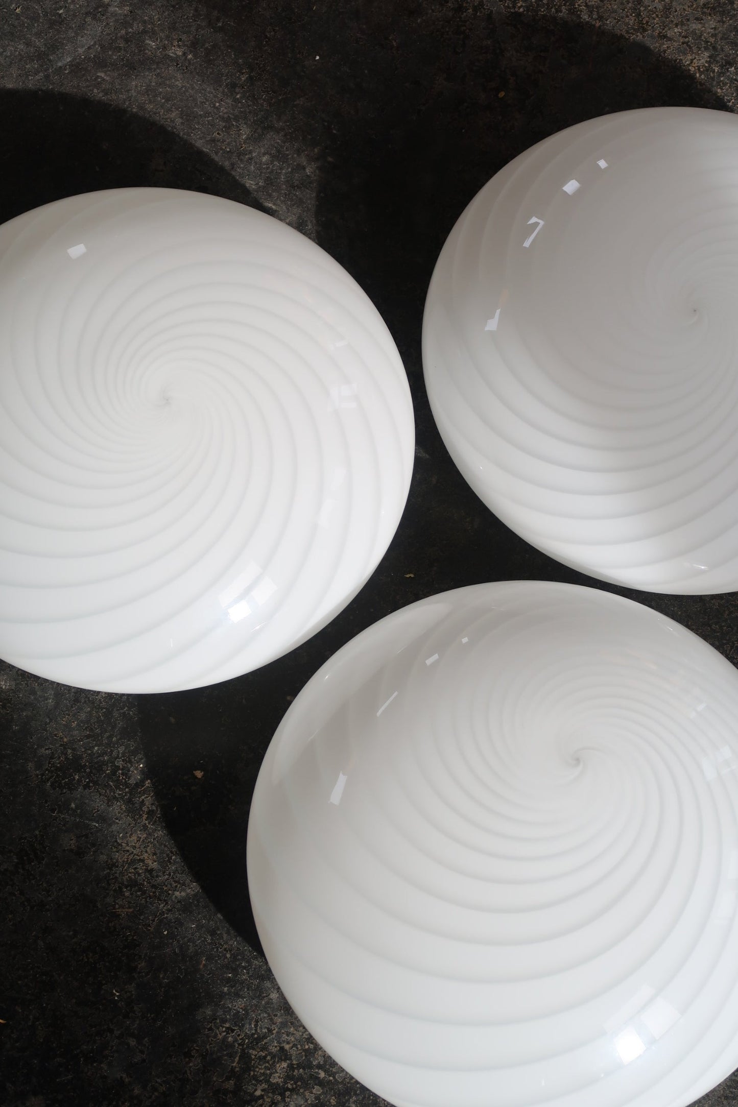 Vintage Murano hvid swirl plafond loftlampe / væglampe D:30 cm