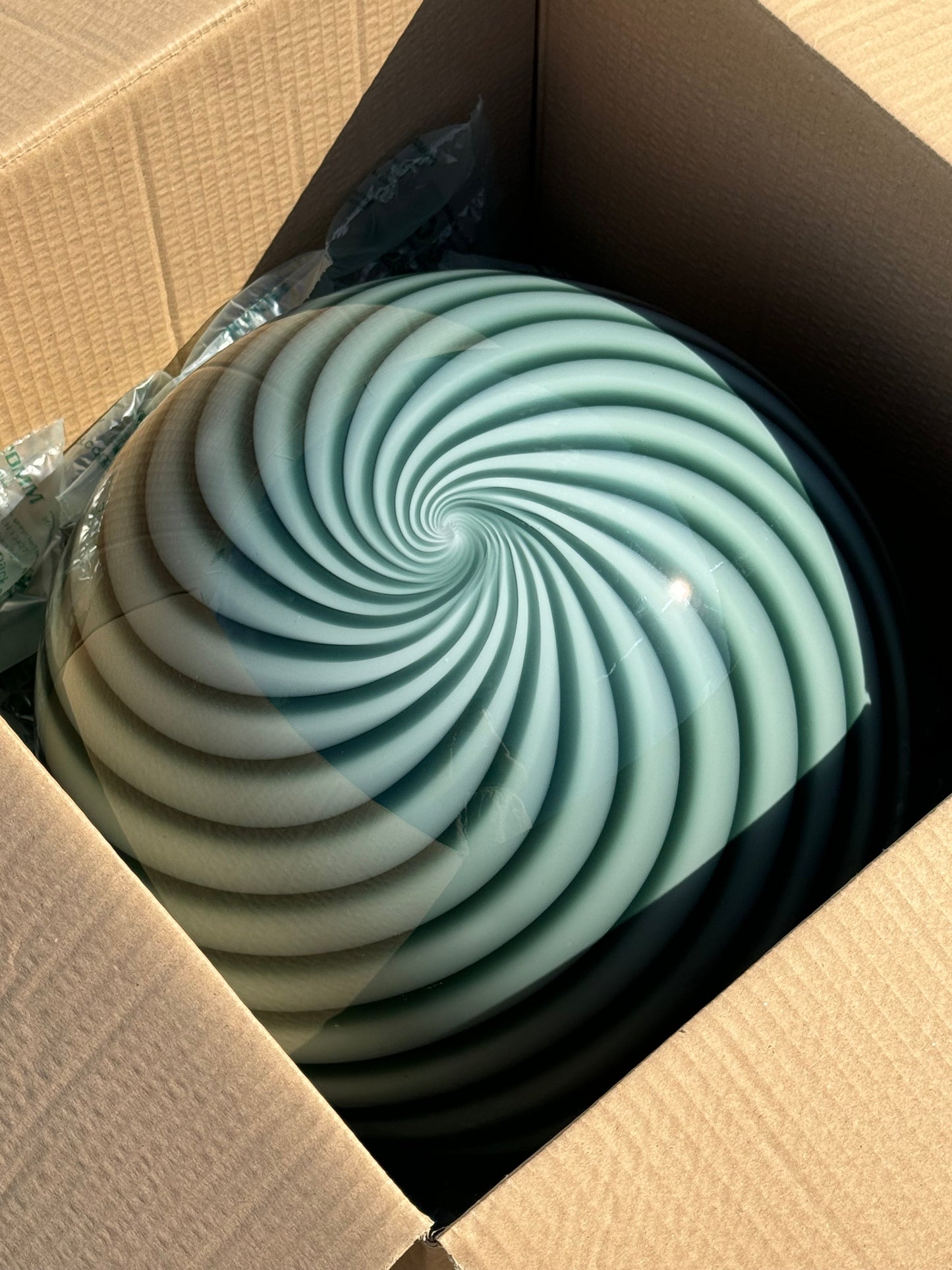 Stor Murano Candy pendel petrolium grøn swirl D:40 cm (2. sortering)