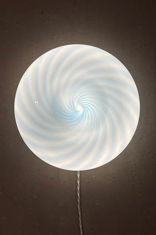 Murano Candy plafond blå swirl D:30 cm