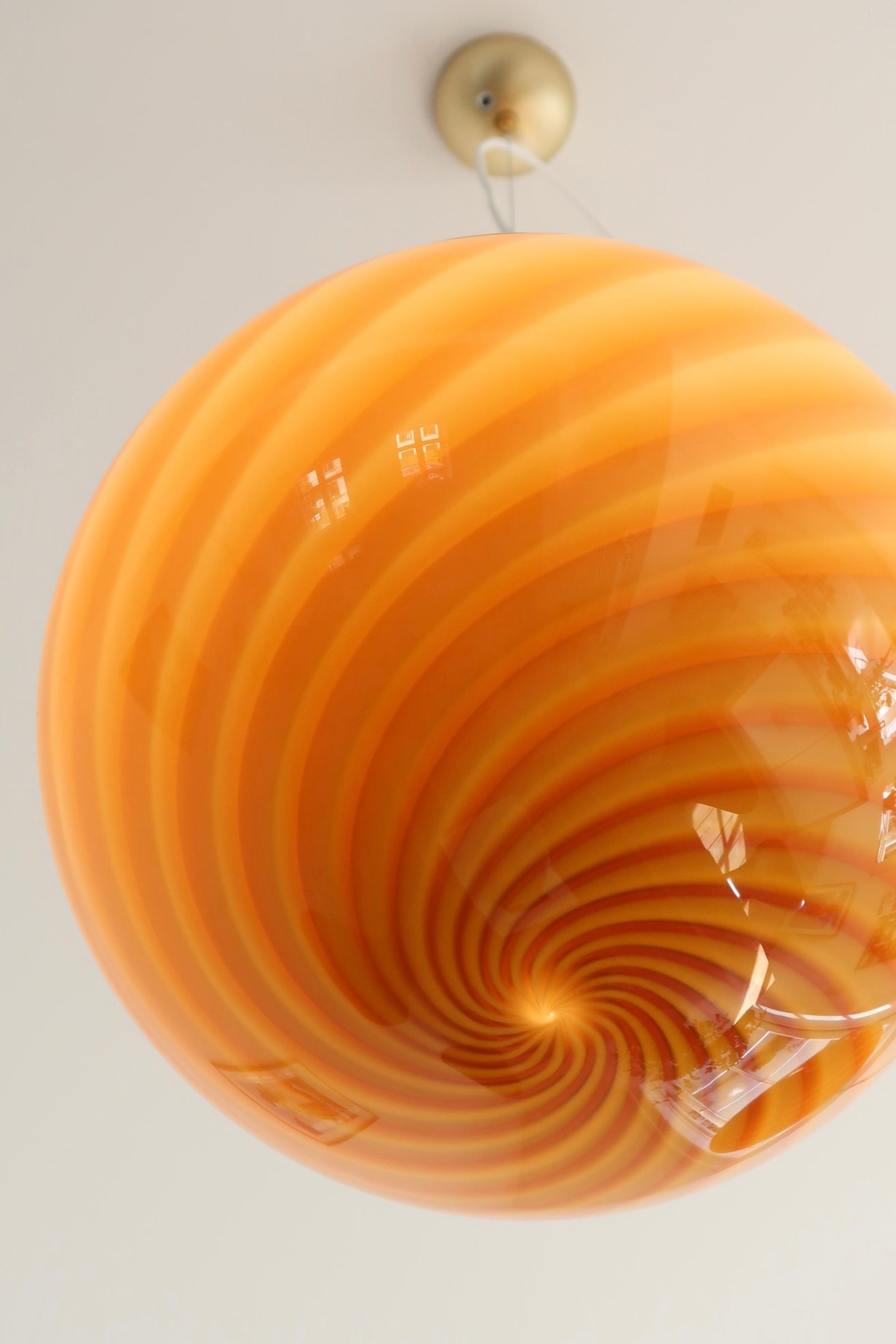 Murano Candy pendel orange rav swirl D:30 cm