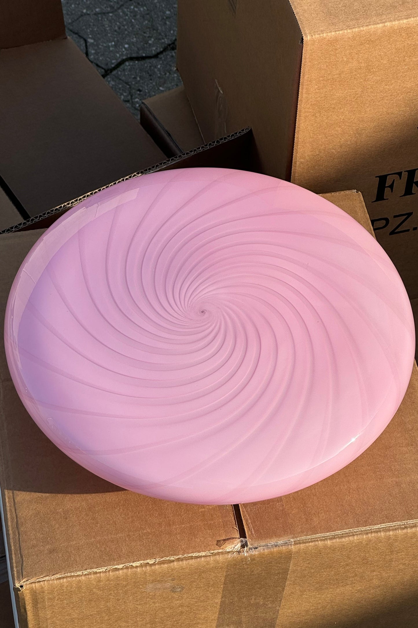 Murano Candy plafond bubble gum lyserød swirl D:30 cm