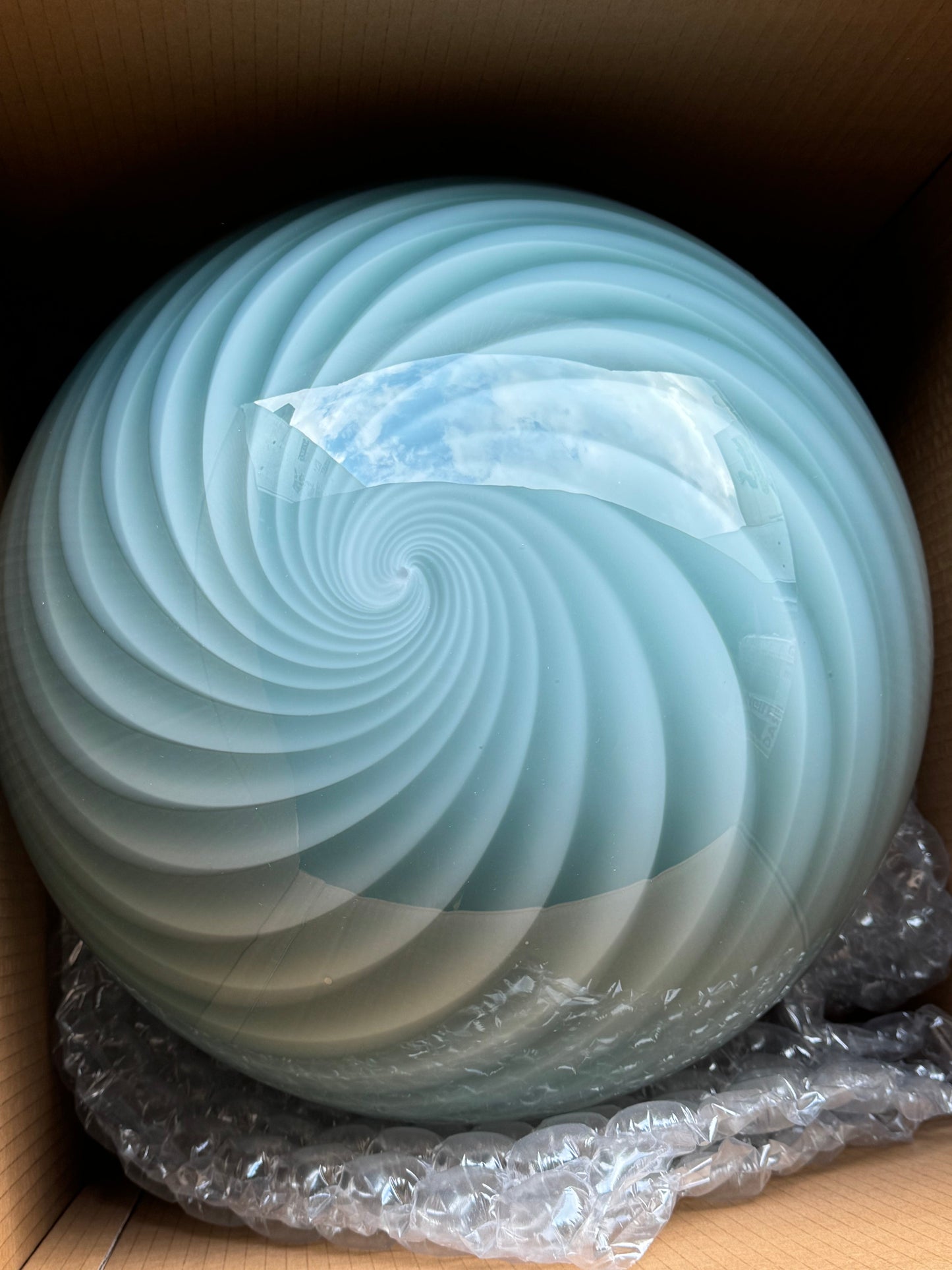 Stor Murano Candy pendel petrolium grøn swirl D:40 cm (2. sortering)