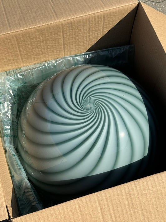 Stor Murano Candy pendel petrolium grøn swirl D:40 cm (2. sortering)