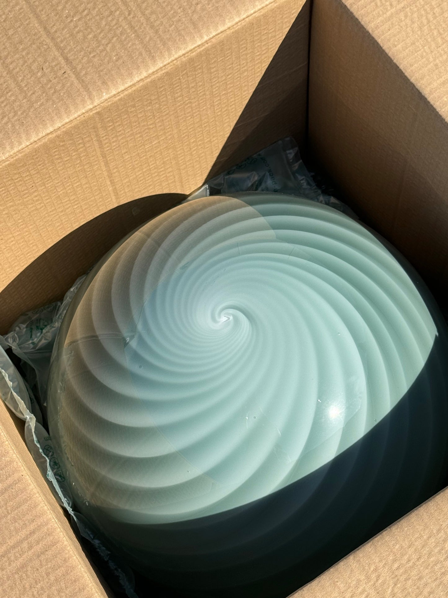 Stor Murano Candy pendel petrolium grøn swirl D:40 cm (2. sortering)