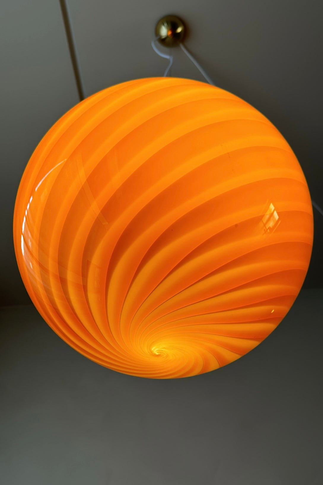 Murano Candy pendel orange rav swirl D:30 cm