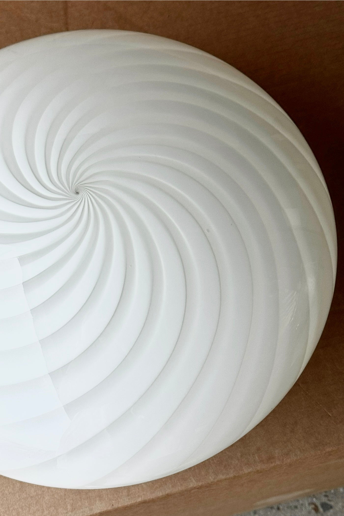 Vintage Murano hvid swirl plafond loftlampe / væglampe D:38 cm