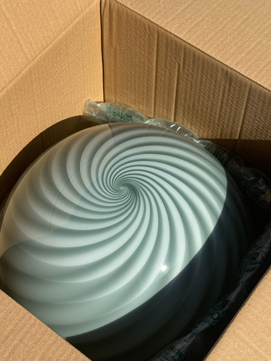 Stor Murano Candy pendel petrolium grøn swirl D:40 cm (2. sortering)