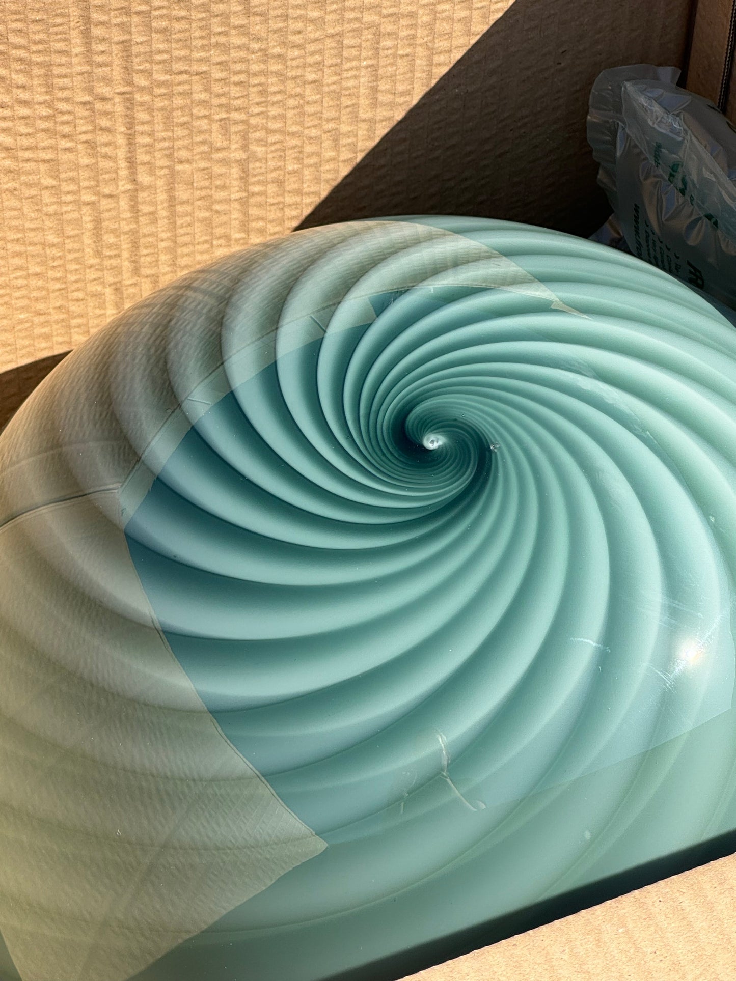 Stor Murano Candy pendel petrolium grøn swirl D:40 cm (2. sortering)