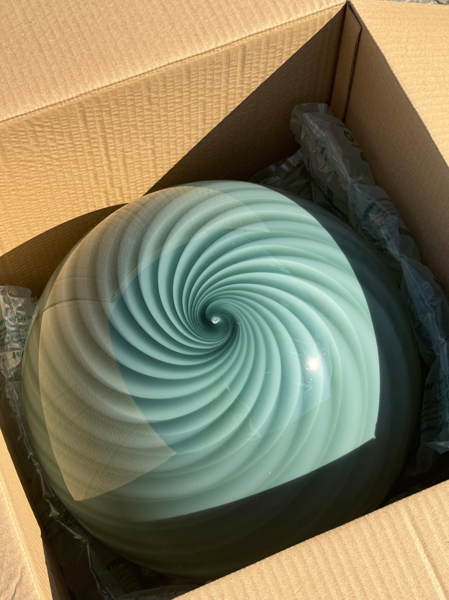 Stor Murano Candy pendel petrolium grøn swirl D:40 cm (2. sortering)