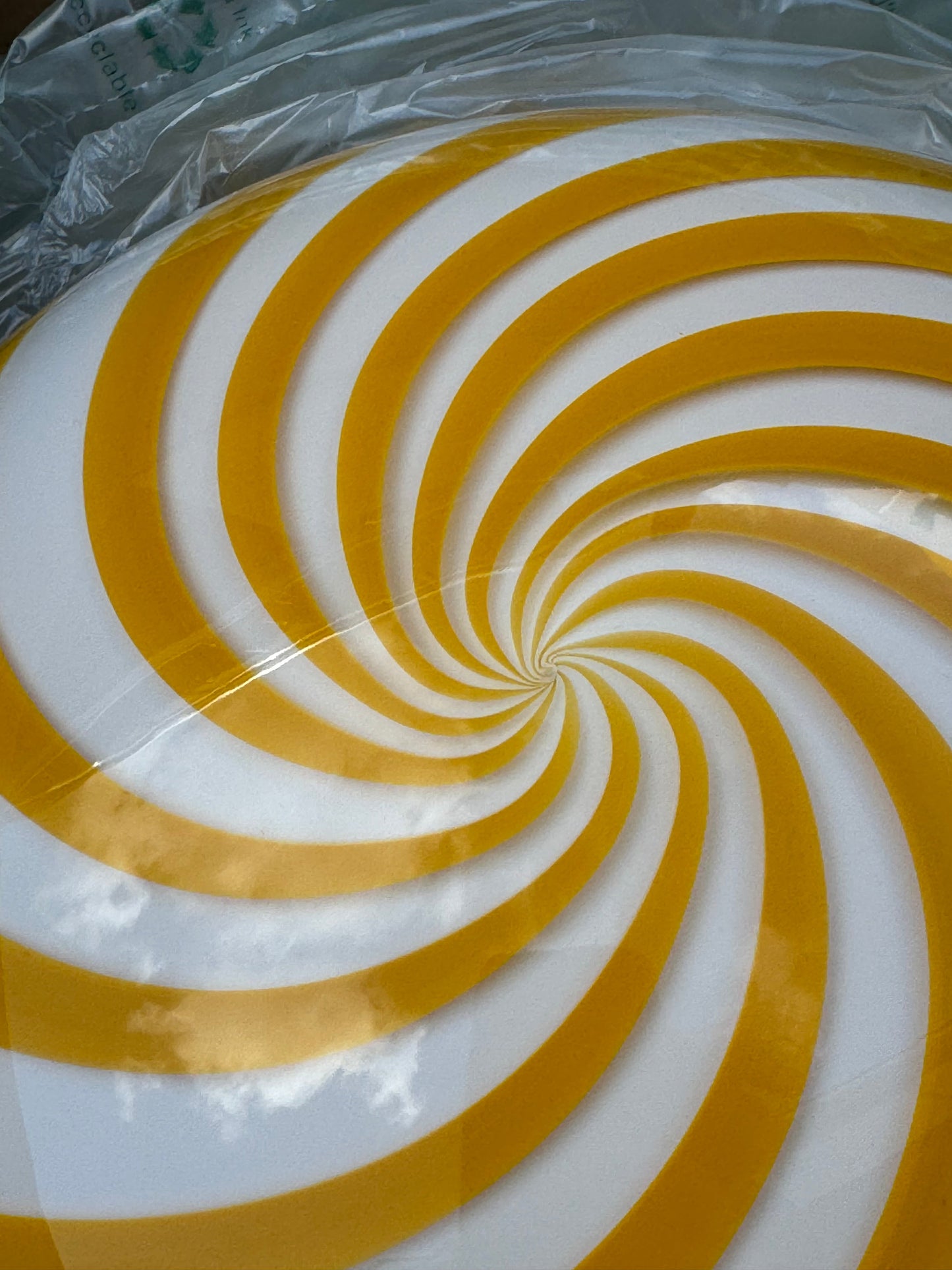 Murano Candy pendel gul/hvid swirl D:30 cm (2. sortering)