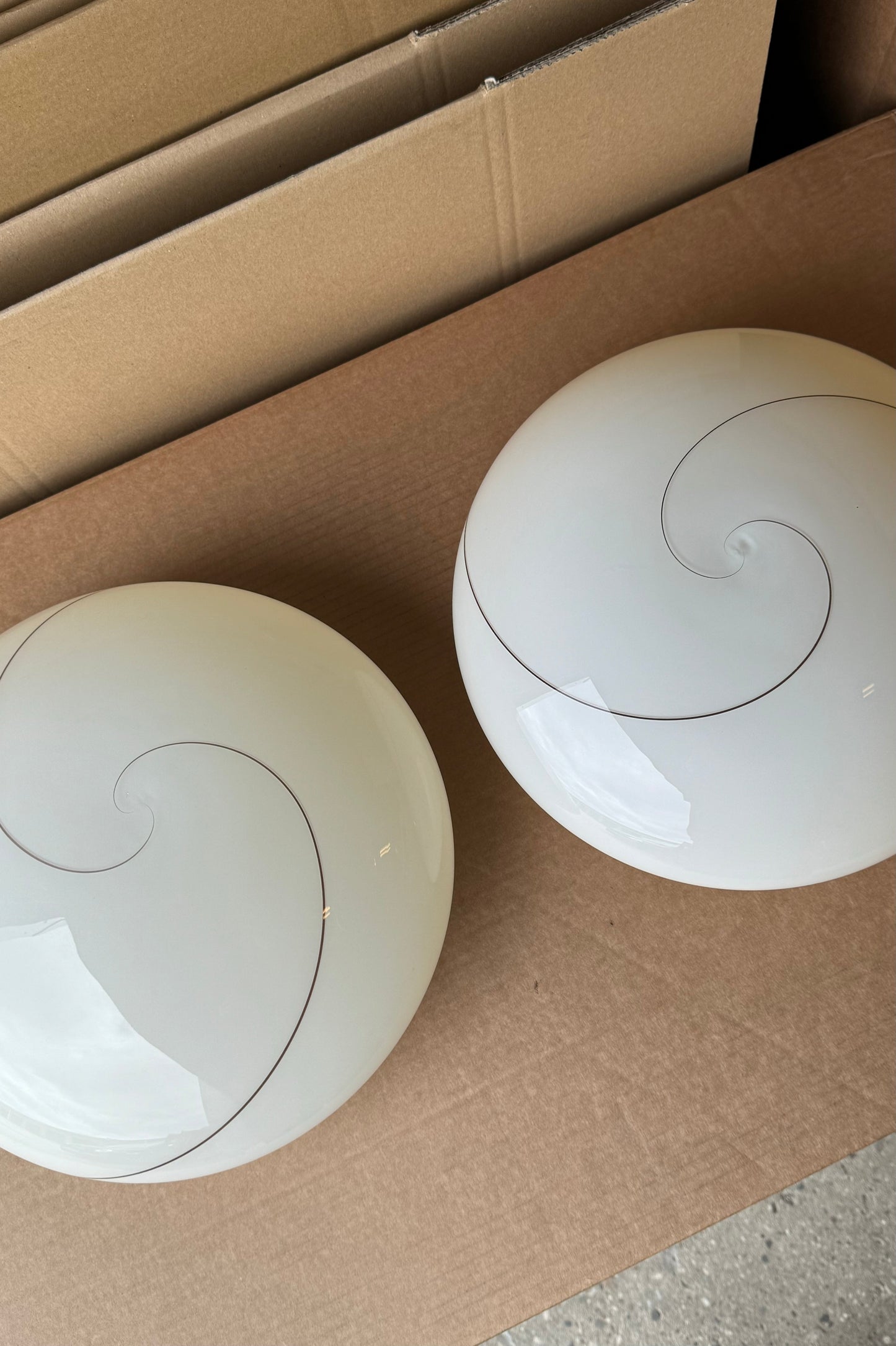 Vintage Murano creme swirl plafond loftlampe / væglampe D:30 cm