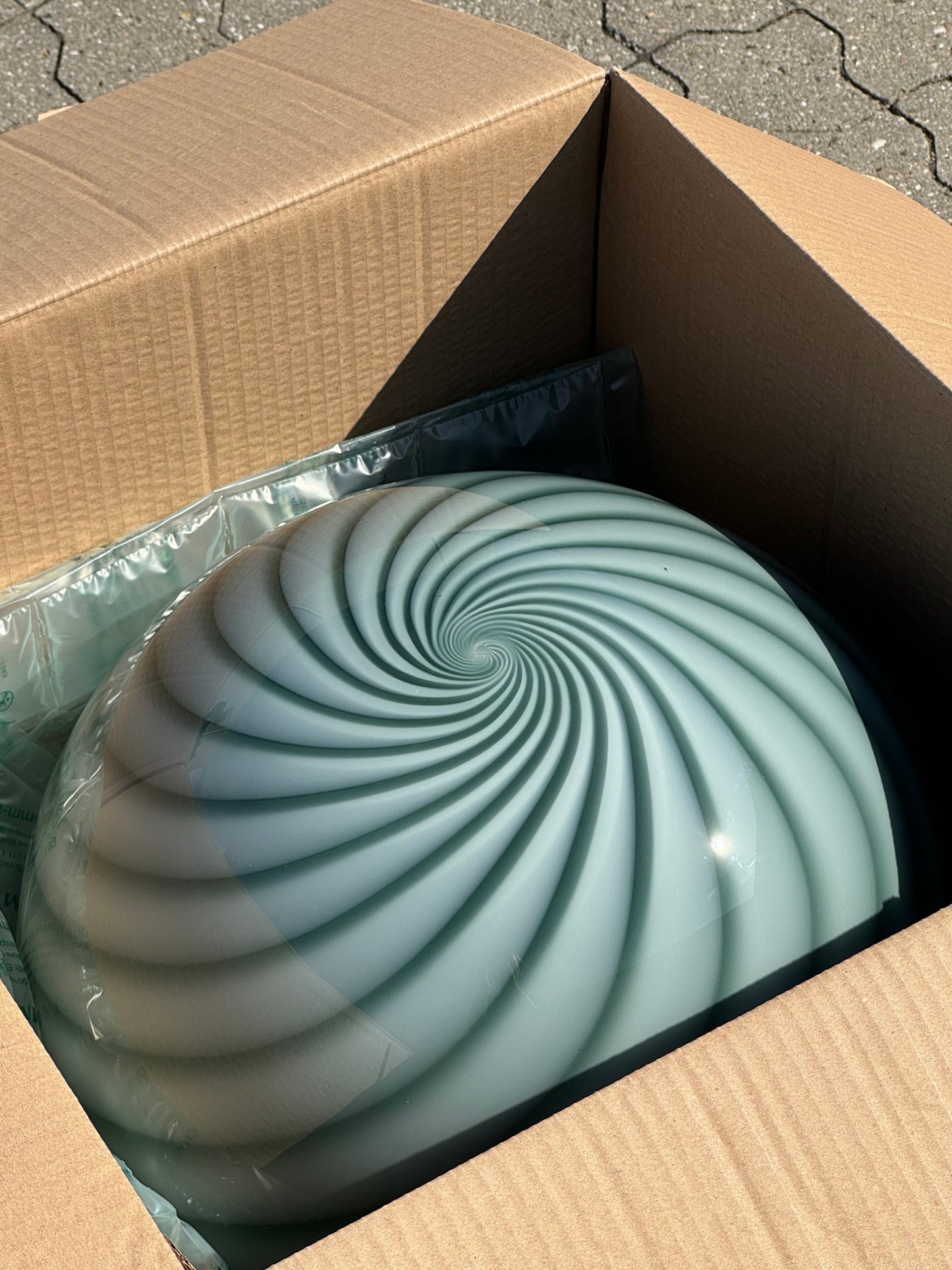 Stor Murano Candy pendel petrolium grøn swirl D:40 cm (2. sortering)