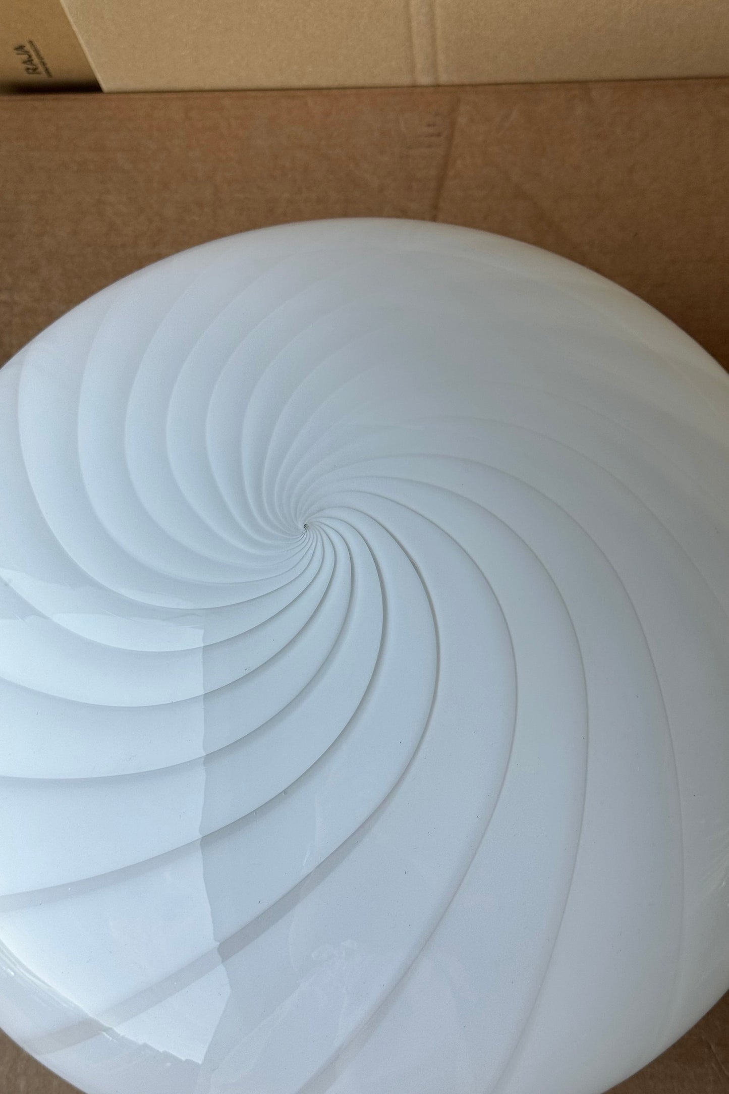 Vintage Murano hvid swirl plafond loftlampe / væglampe D:38 cm