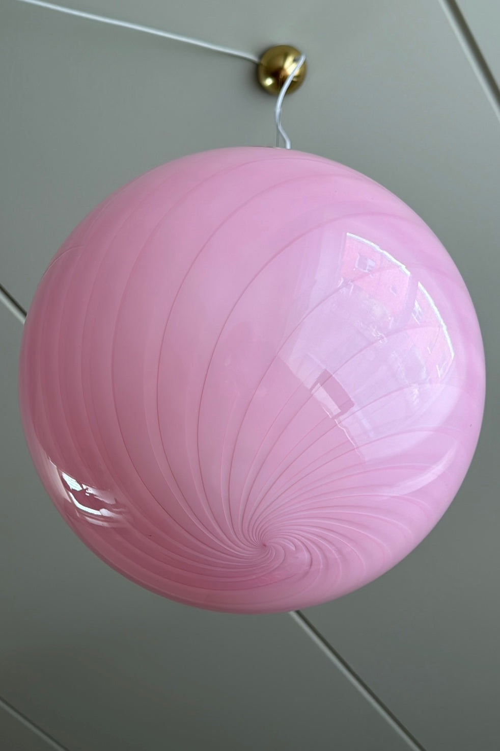 Stor Murano Candy pendel bubble gum lyserød D:40 cm (2. sortering)