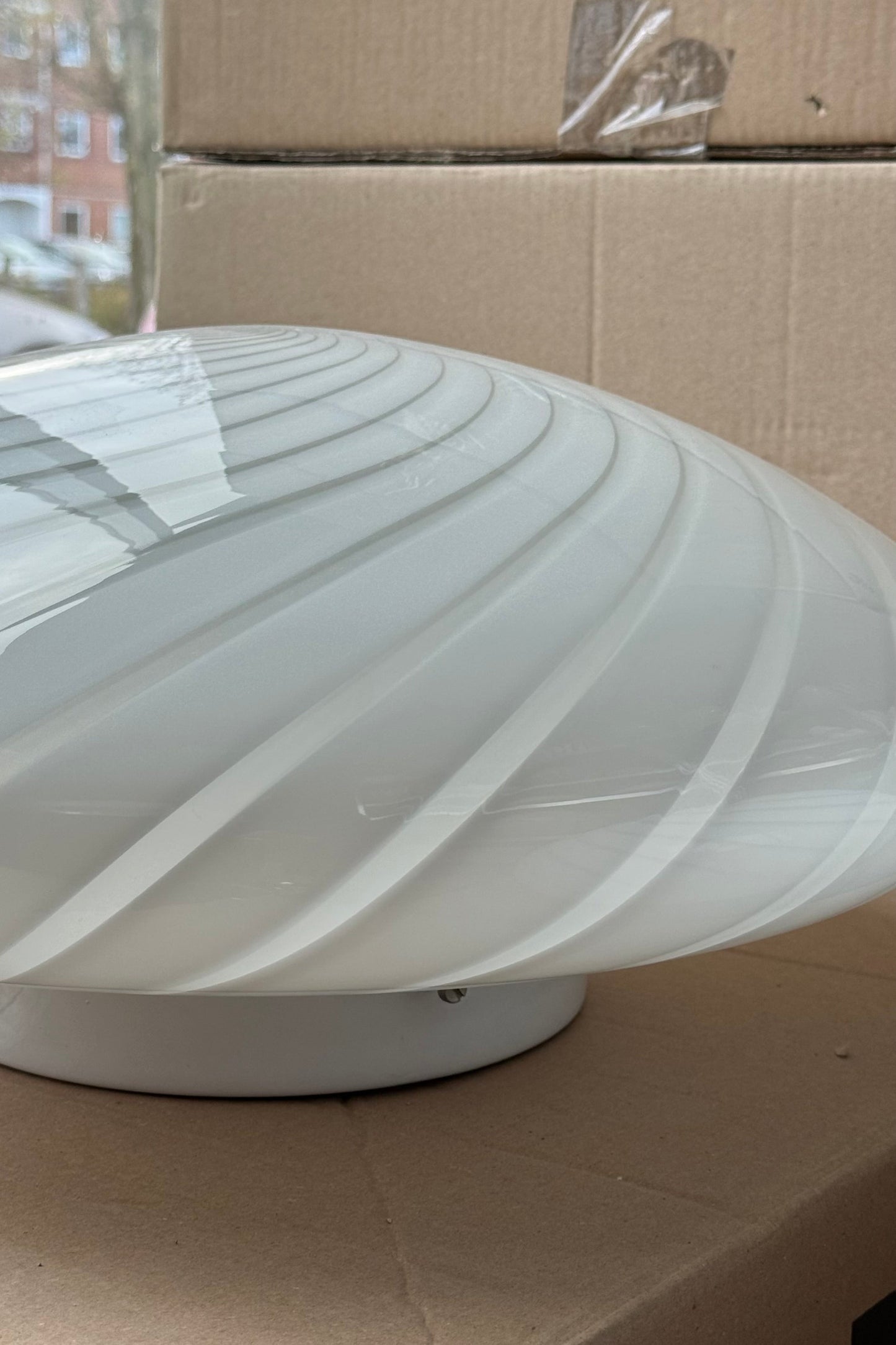 Stor vintage Murano hvid plafond loftlampe / væglampe D:48 cm