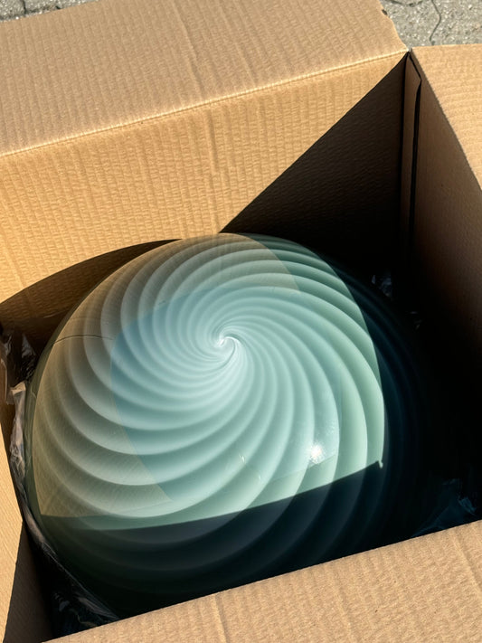 Stor Murano Candy pendel petrolium grøn swirl D:40 cm (2. sortering)