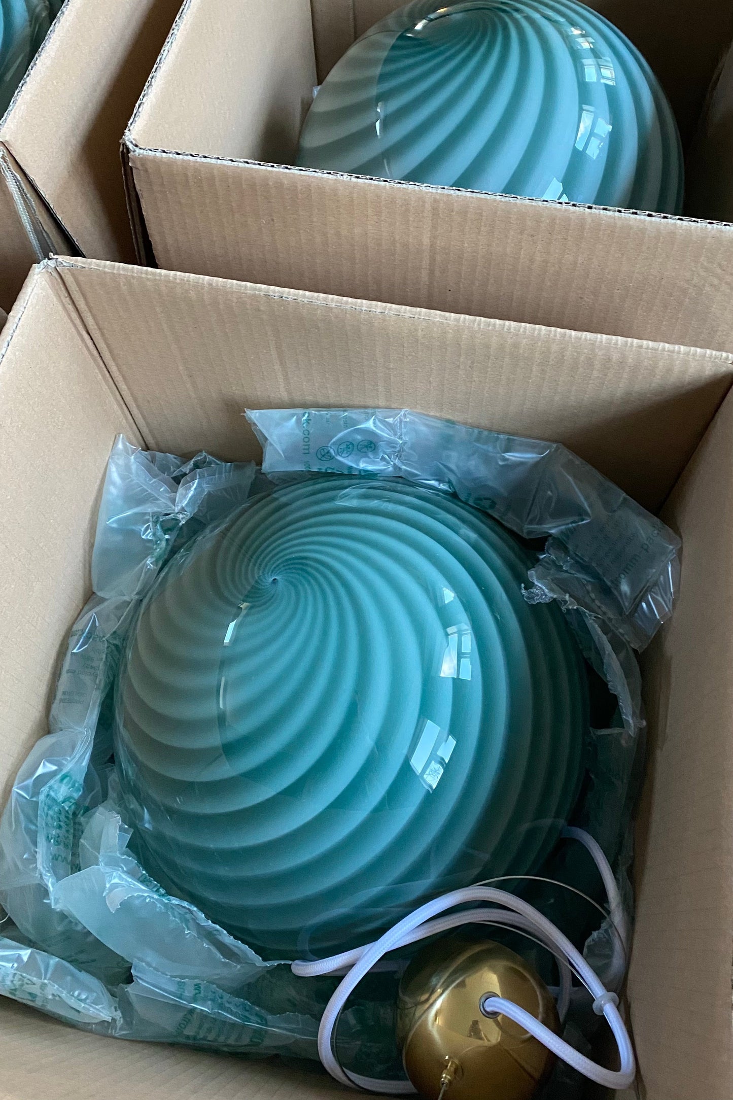 Murano Candy pendel petrolium grøn swirl D:30 cm (2. sortering - sendes ikke)