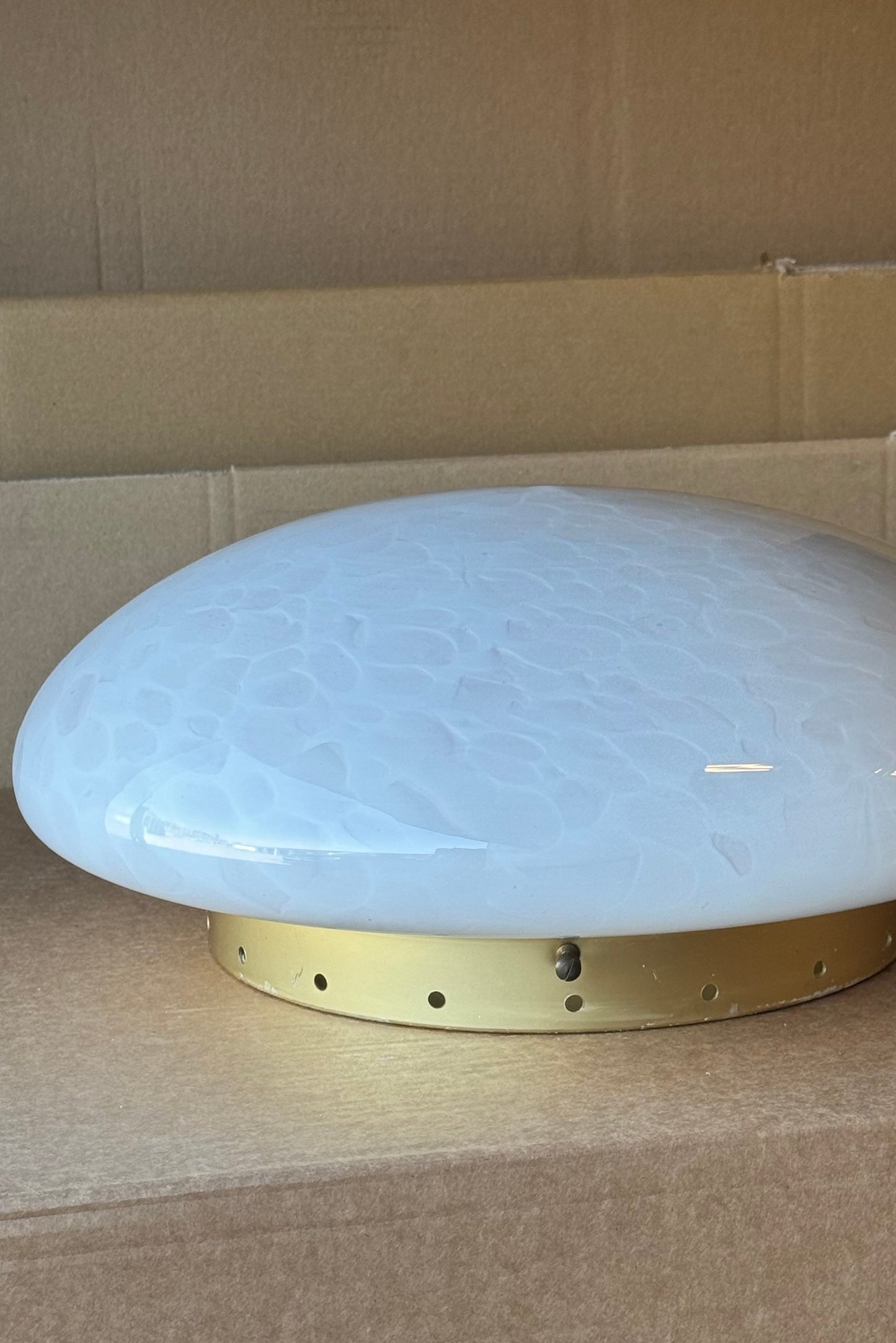 Vintage Murano hvid moon plafond loftlampe / væglampe D:38 cm