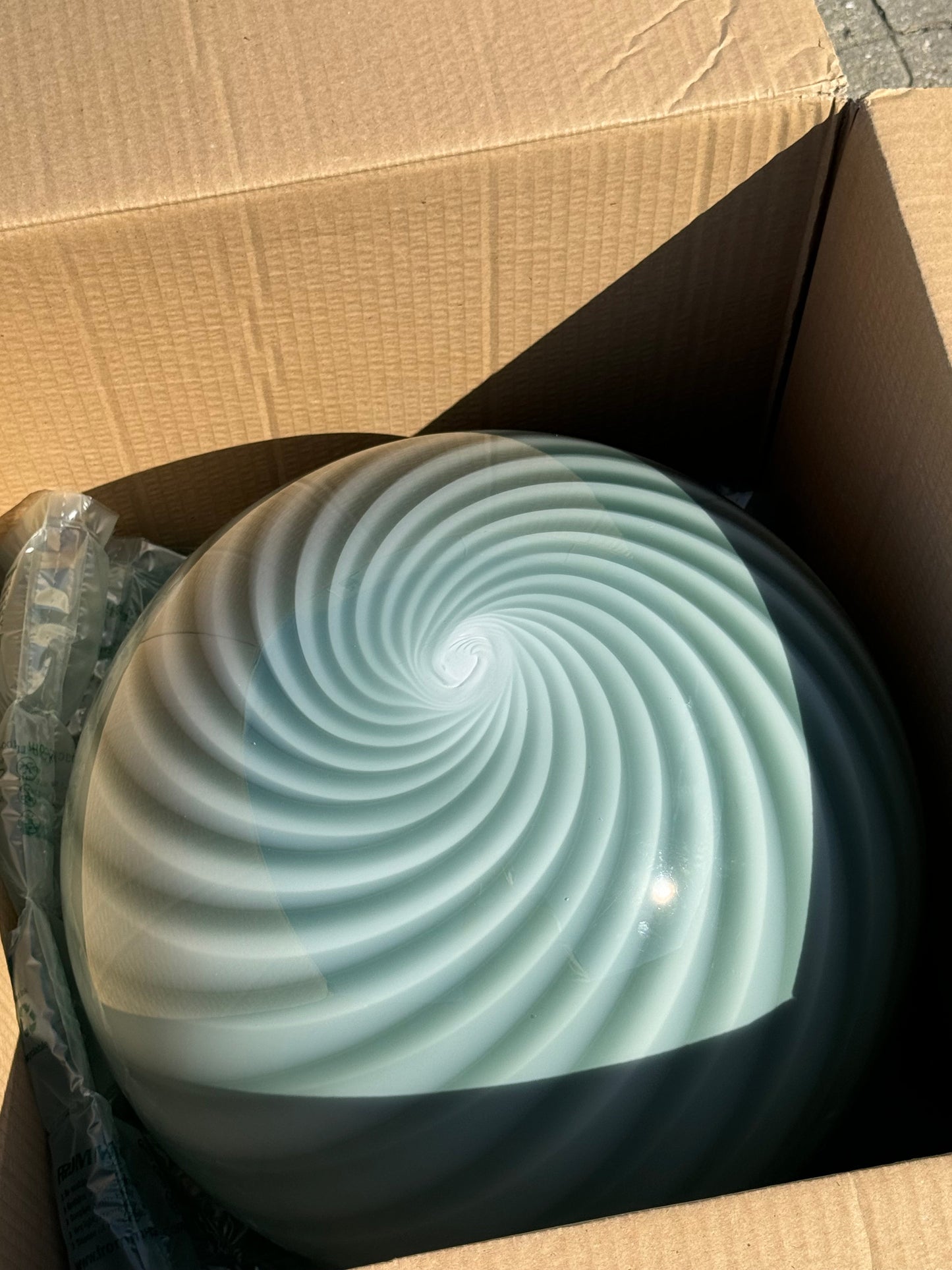 Stor Murano Candy pendel petrolium grøn swirl D:40 cm (2. sortering)