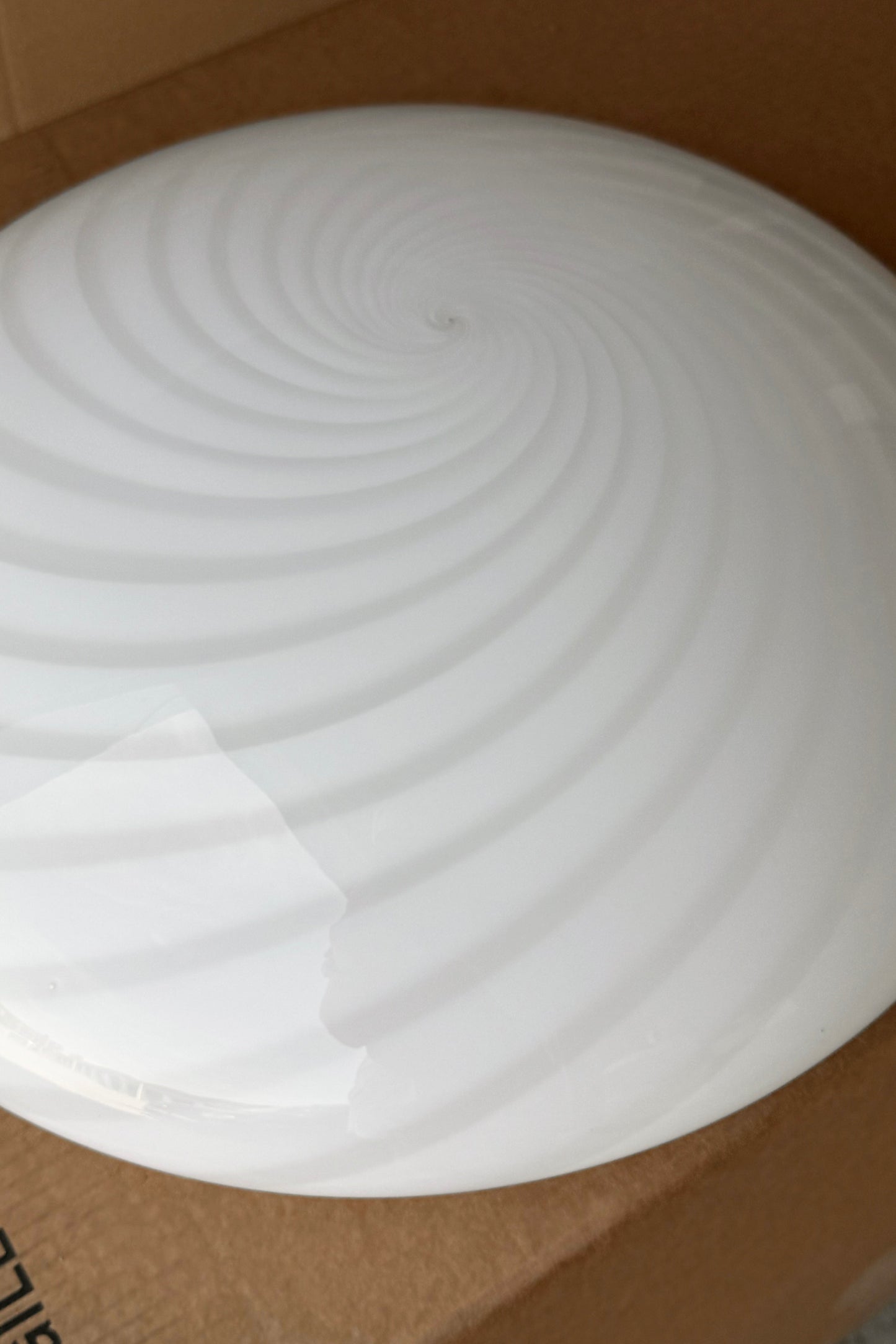 Vintage Murano hvid swirl plafond loftlampe / væglampe D:40 cm