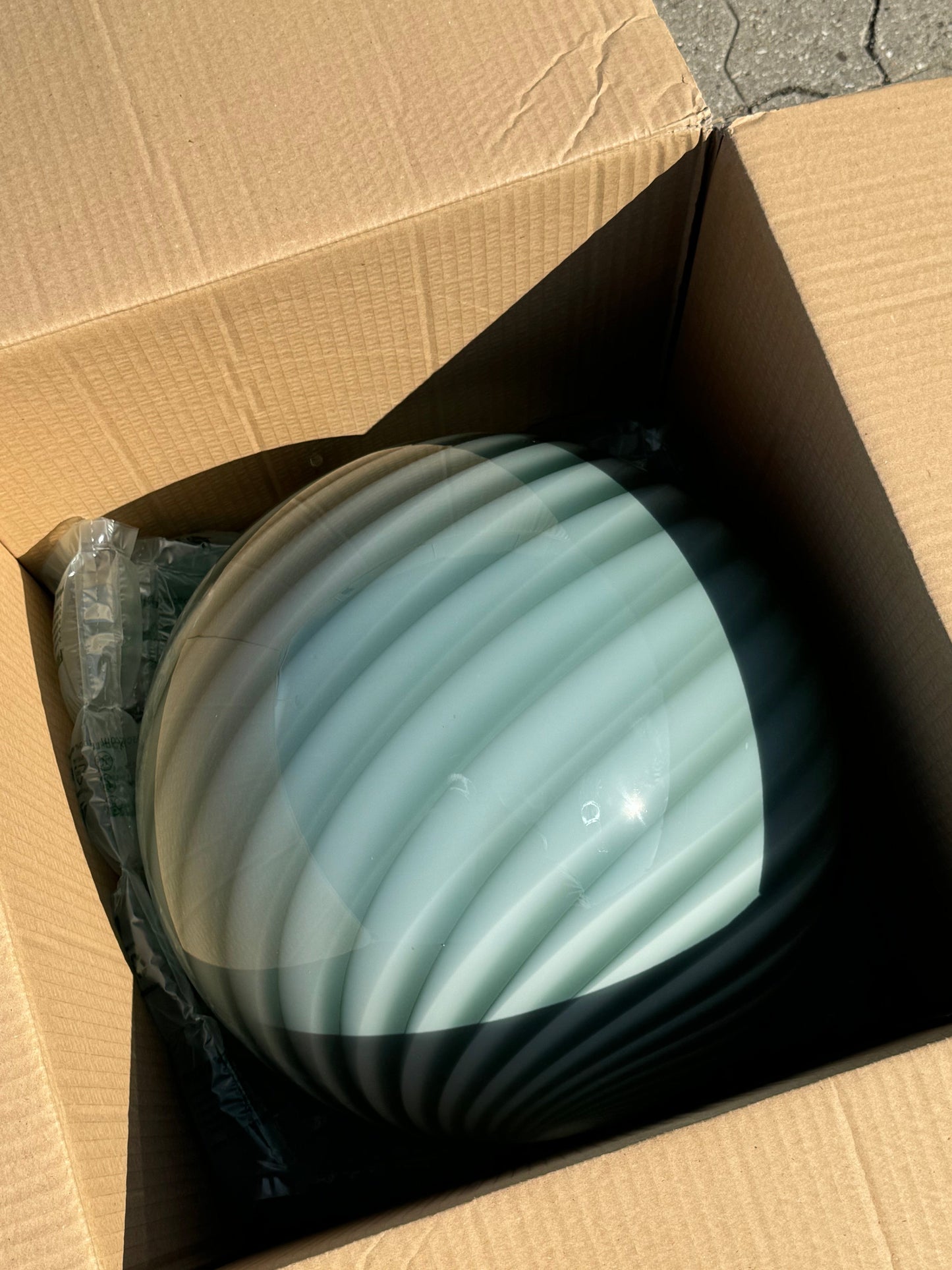 Stor Murano Candy pendel petrolium grøn swirl D:40 cm (2. sortering)