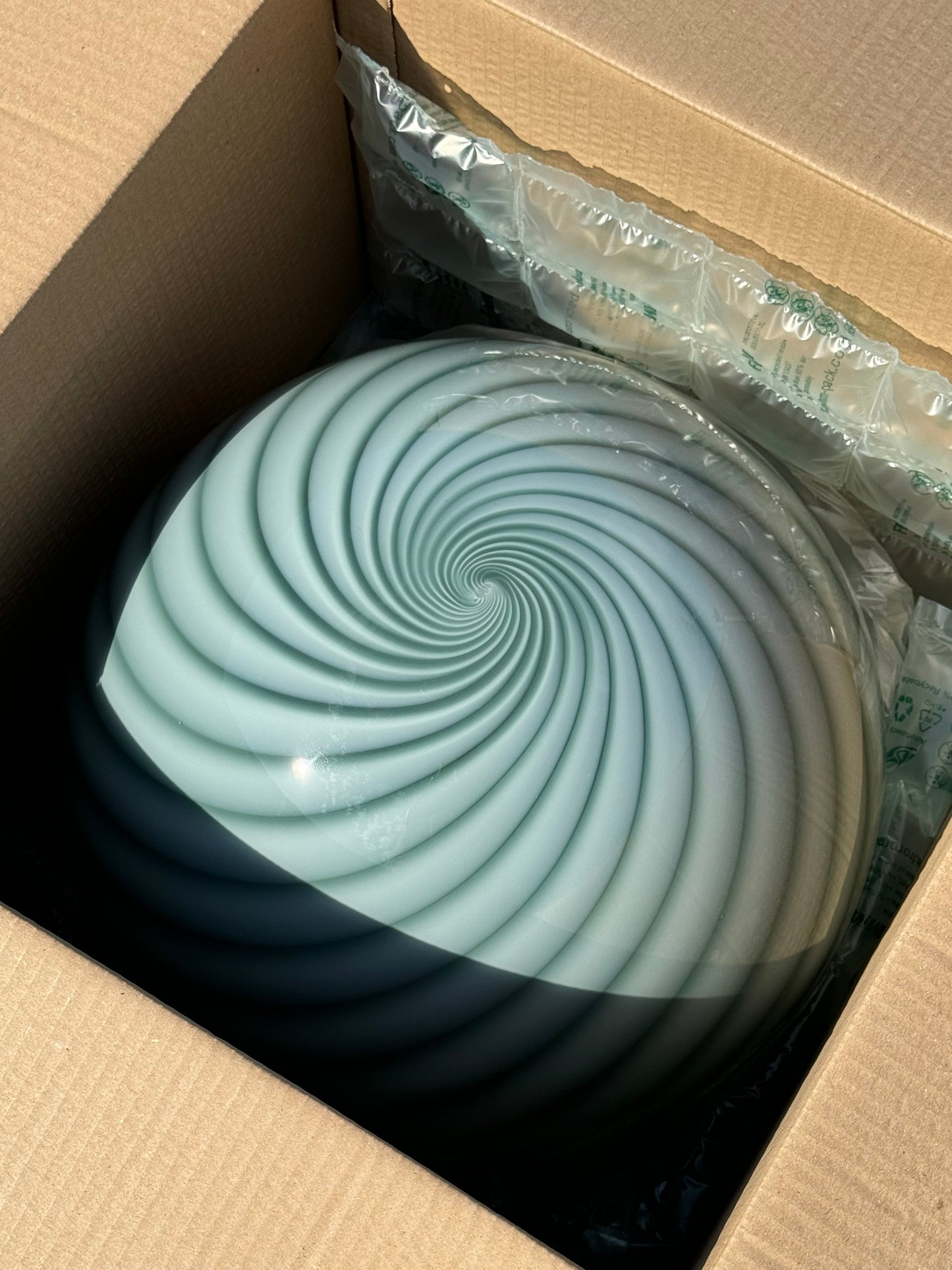 Stor Murano Candy pendel petrolium grøn swirl D:40 cm (2. sortering)