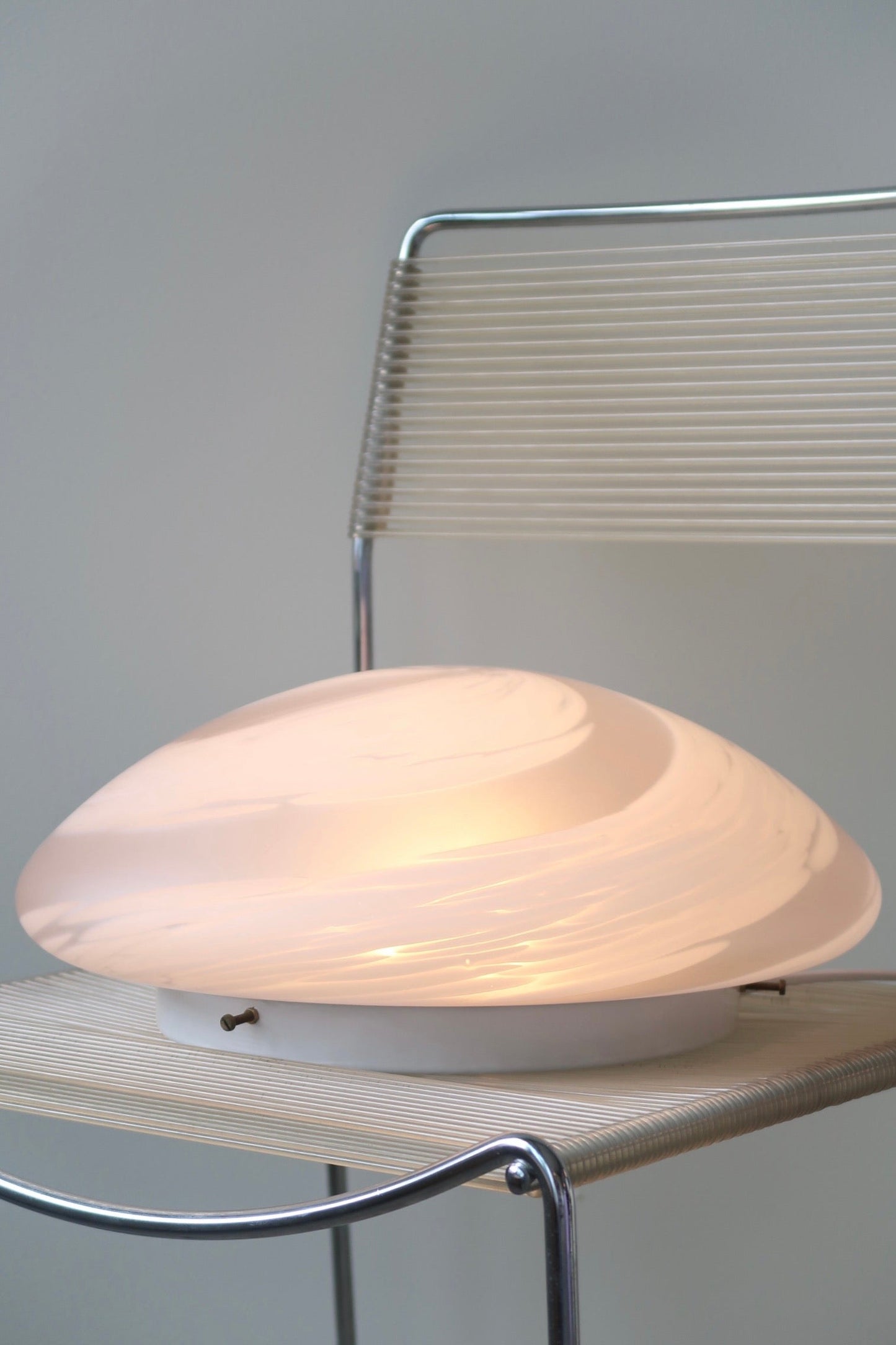 Vintage Murano lyserød swirl loftlampe D:38 cm