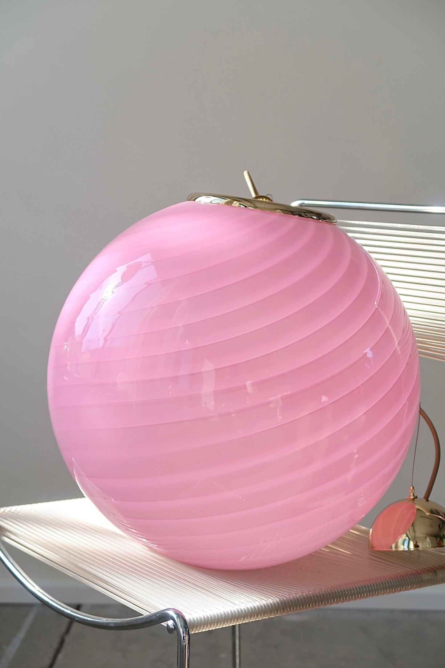 Stor Murano bubble gum lyserød rund pendel loftlampe D:40 cm (2. sortering)