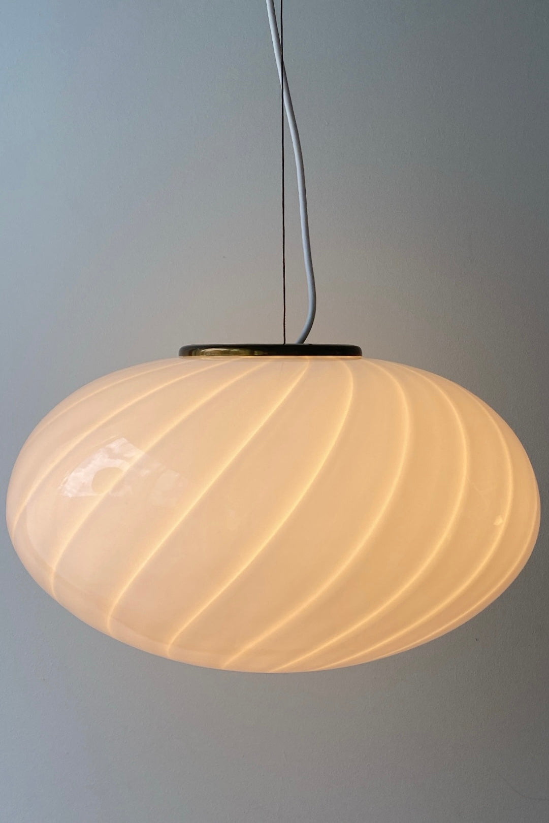 Vintage Murano Vetri hvid swirl pendel loftlampe D:40 cm