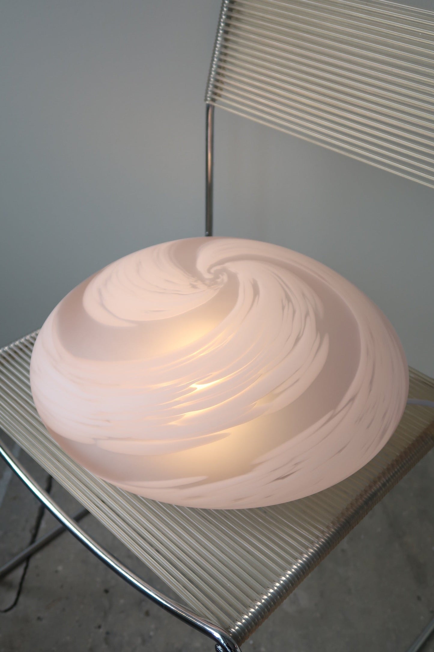 Vintage Murano lyserød swirl loftlampe D:38 cm