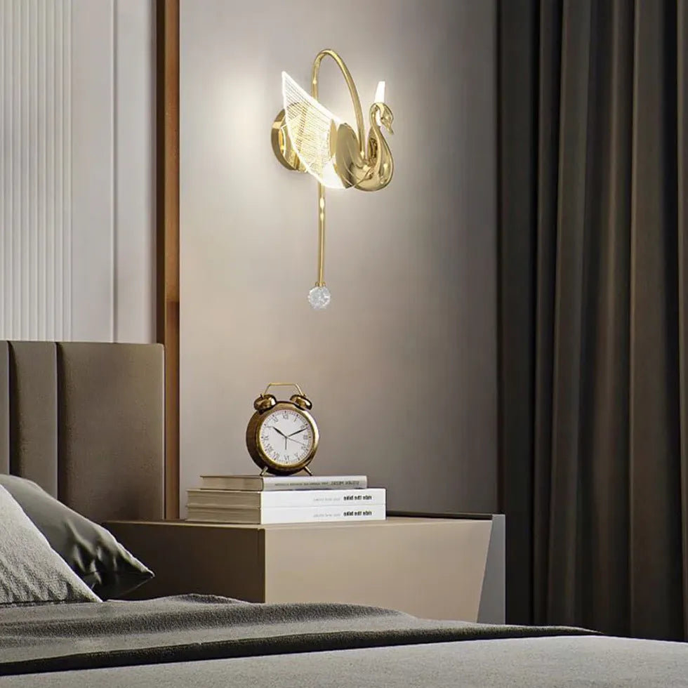 Swan Modern Gold Plug in Wall Lights - Classic Lights