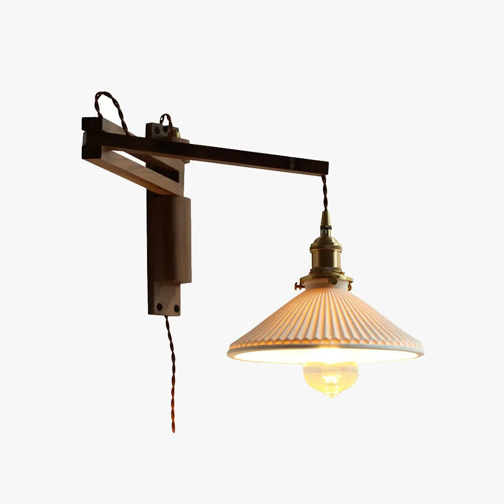 Walnut Glass Vintage Plug in Wall Lights - Classic Lights